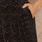 Yumi Black Velvet Sparkle Wide Leg Trousers
