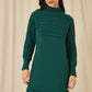 Yumi Green Roll Neck Knitted Dress With Fitted Waist