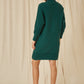 Yumi Green Roll Neck Knitted Dress With Fitted Waist