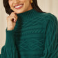 Yumi Green Roll Neck Knitted Dress With Fitted Waist
