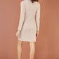 Yumi Oatmeal Rib Knit Tunic Dress With Button Cuffs And Cut Out Detail