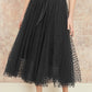 Yumi Black Mesh Heart Print Tulle Skirt