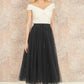 Yumi Black Mesh Heart Print Tulle Skirt
