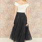 Yumi Black Mesh Heart Print Tulle Skirt