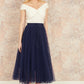 Yumi Navy Mesh Heart Print Tulle Skirt