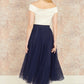 Yumi Navy Mesh Heart Print Tulle Skirt