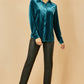 Yumi Teal Velvet Relaxed Fit Shirt