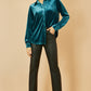 Yumi Teal Velvet Relaxed Fit Shirt