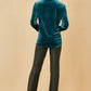 Yumi Teal Velvet Relaxed Fit Shirt
