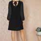 Yumi Black Velvet Tunic Dress with Pleated Balloon Sleeves And Tie Back
