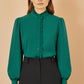 Yumi Green Frill High Neck Shirt