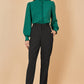 Yumi Green Frill High Neck Shirt