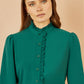 Yumi Green Frill High Neck Shirt