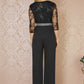 Yumi Black Wide Leg Trousers With Diamante Waistband