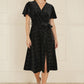 Yumi Black Velvet Sparkle Wrap Midi Dress