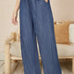 Yumi Blue Chambray Relaxed Fit Wide Leg Trousers