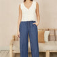 Yumi Blue Chambray Relaxed Fit Wide Leg Trousers