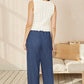 Yumi Blue Chambray Relaxed Fit Wide Leg Trousers