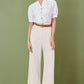 Yumi White Cotton Pleated short Sleeve Shirt