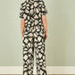 Yumi Black Cotton Splash Print Relaxed Fit Trousers
