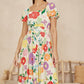Yumi White Big Floral Midi Dress