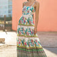 Yumi White Floral Block Print Tiered Maxi Sun Dress
