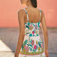 Yumi White Floral Block Print Tiered Maxi Sun Dress