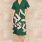 Yumi Green Recycled Fabric Crane Print Kimono Midi Dress