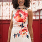 Yumi Ivory Flower Halter Neck Maxi Dress