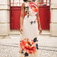 Yumi Ivory Flower Halter Neck Maxi Dress