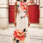 Yumi Ivory Flower Halter Neck Maxi Dress