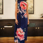 Yumi Navy Flower Halter Neck Maxi Dress