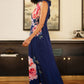 Yumi Navy Flower Halter Neck Maxi Dress