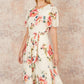 Yumi Ivory Mesh Floral Print Midi Dress With Angel Sleeves