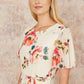 Yumi Ivory Mesh Floral Print Midi Dress With Angel Sleeves
