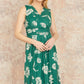Yumi Green Floral Print Stretch Mesh Dress With Pockets