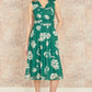 Yumi Green Floral Print Stretch Mesh Dress With Pockets