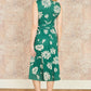 Yumi Green Floral Print Stretch Mesh Dress With Pockets