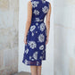 Yumi Navy Floral Print Stretch Mesh Dress With Pockets