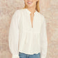 Yumi White Pleated Cotton Bib Shirt
