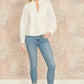 Yumi White Pleated Cotton Bib Shirt