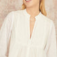 Yumi White Pleated Cotton Bib Shirt