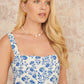 Yumi Blue Floral Broderie Anglaise Midi Sun Dress