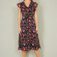 Yumi Navy Floral Midi Skater Dress