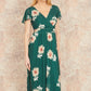 Yumi Green Mesh Flower Wrap Midi Dress With Pockets