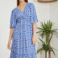 Yumi Blue Aztec Print Maxi Dress With Cross Over Back