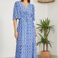 Yumi Blue Aztec Print Maxi Dress With Cross Over Back