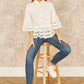 Yumi White Linen Relaxed Shirt With Scallop Trims