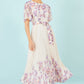 Yumi Ivory Floral Mirror Pleated Midi Dress