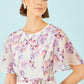Yumi Ivory Floral Mirror Pleated Midi Dress